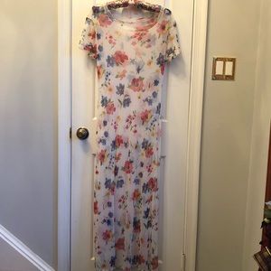 Mesh Maxi White and Floral Dress